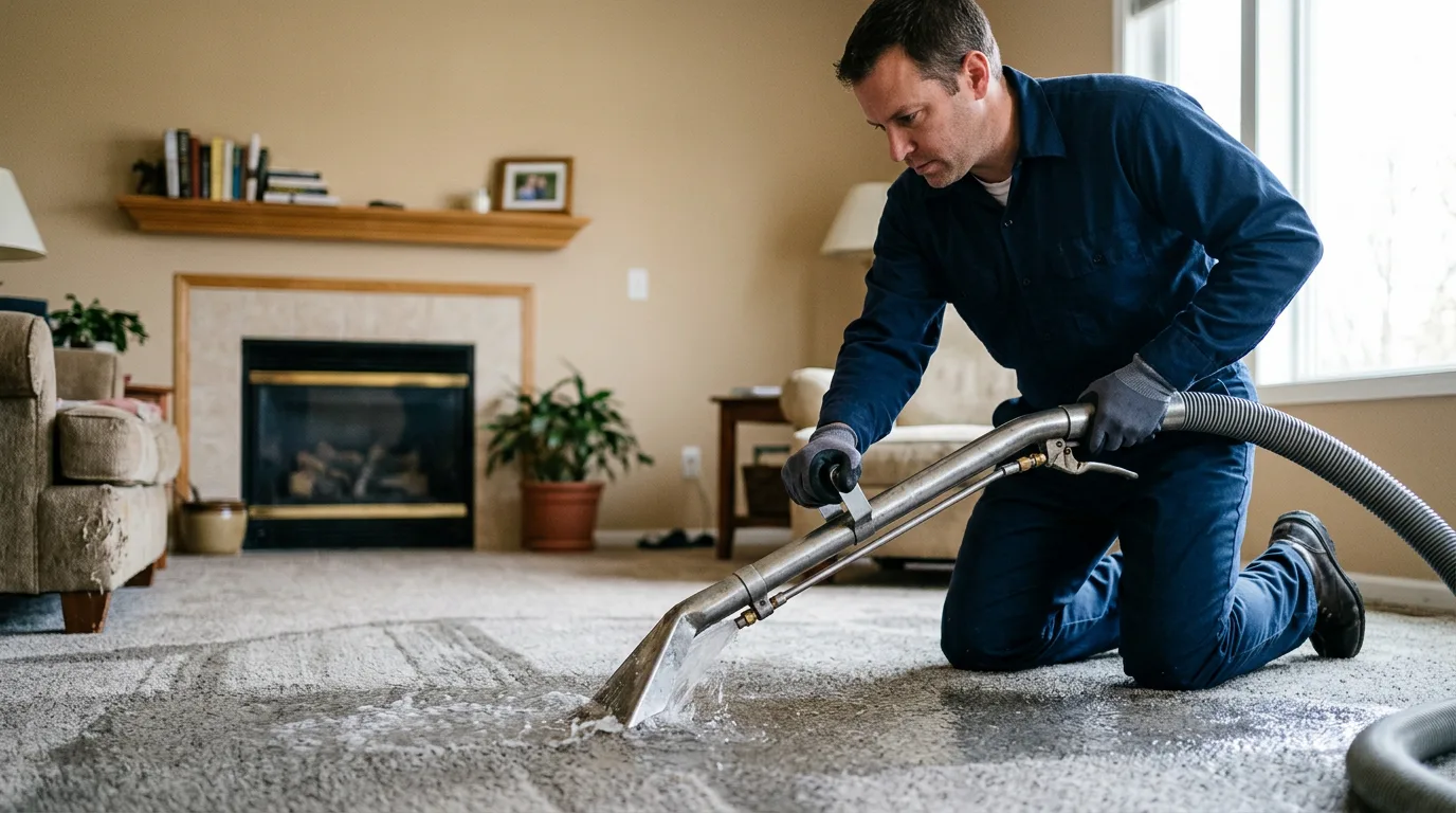 Water damage restoration technician working near Vermilion, IL